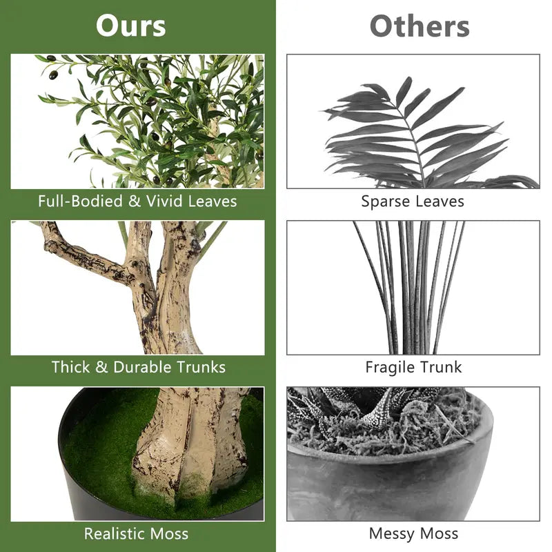 6-Foot Silk Olive Tree  Tall Realistic Fake Potted Tree with Decorative Planter