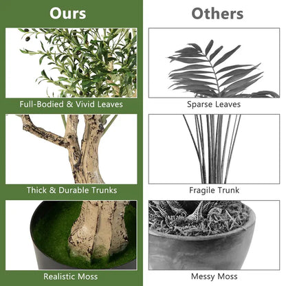 6-Foot Silk Olive Tree  Tall Realistic Fake Potted Tree with Decorative Planter