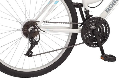 Roadmaster Granite Peak Women’s Hybrid Bike  26″ Front-Suspension, 18-Speed, White Finish