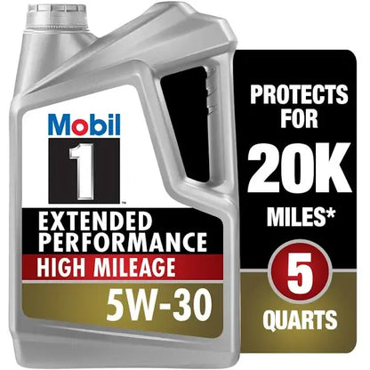 Mobil 1 5W-30 High Mileage Extended Performance Motor Oil, 5 Qt
