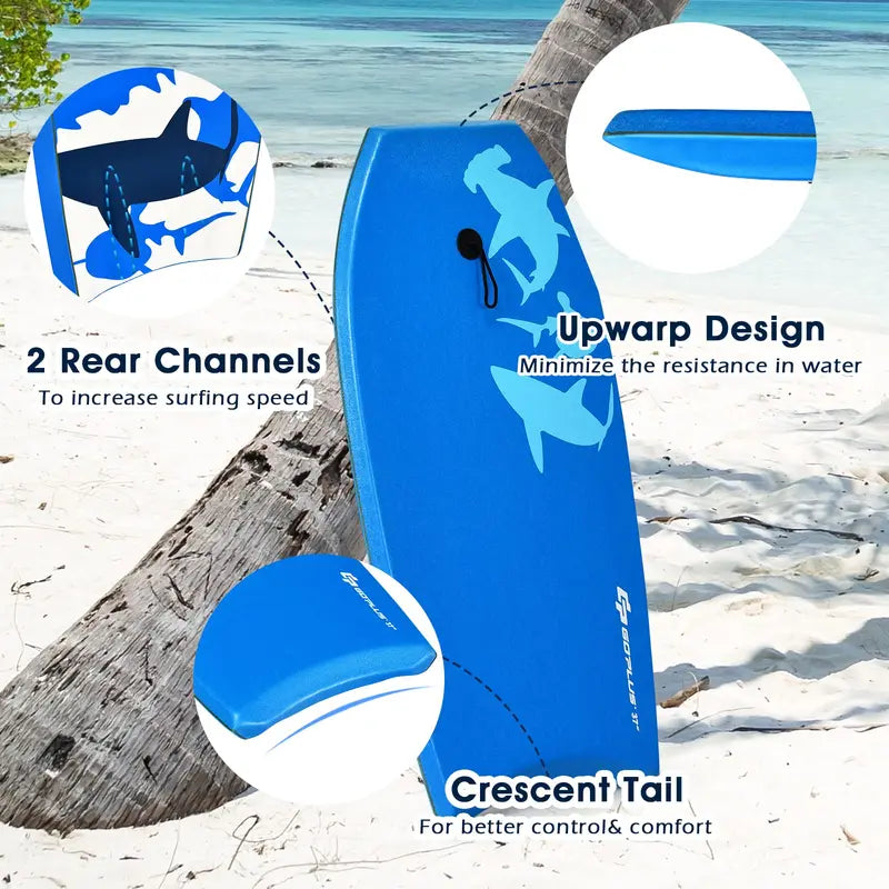 Lightweight Bodyboard Featuring EPS Core, XPE Deck, and HDPE Slick Bottom