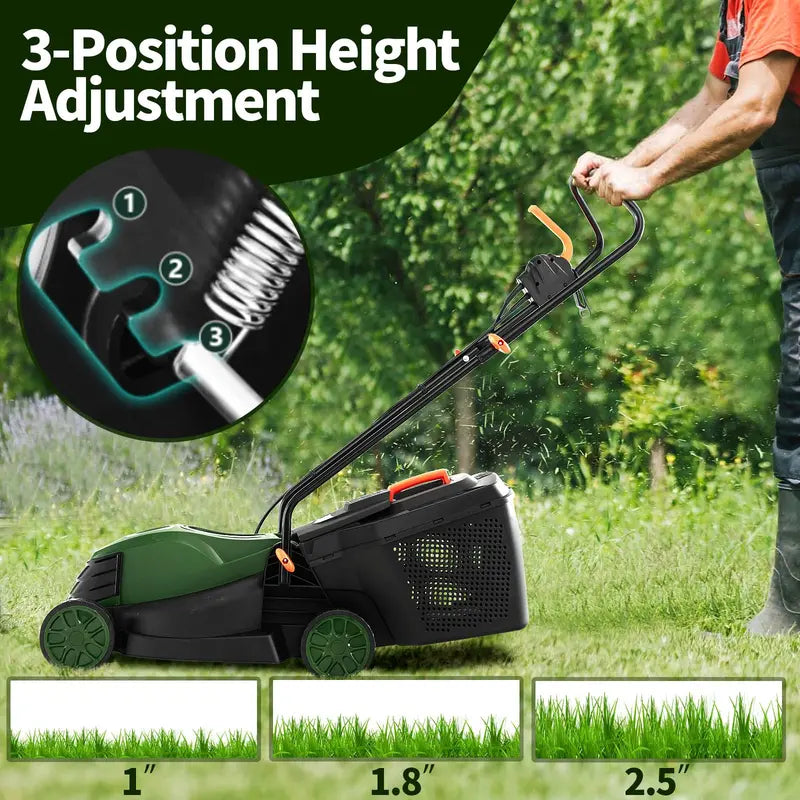 Corded Electric Lawn Mower, 10-Amp 13-Inch 2-in-1 Mulch/Bag Model