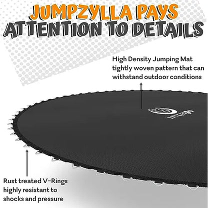 JUMPZYLLA Recreational Trampoline with Enclosure and Ladder, Galvanized Anti-Rust Coating