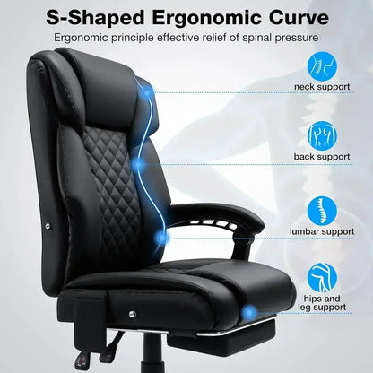 Reclining High-Back Office Chair  Built-In Heating and Full-Body Massage Functionality
