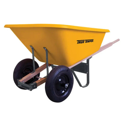 Ames 8-Cubic-Foot Poly Wheelbarrow — Dual-Tire Design, Reinforced Plastic Tub, Lightweight & Rustproof Construction