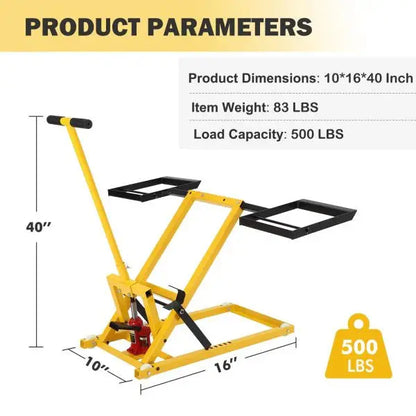 Heavy-Duty Hydraulic Lawn Mower Lift  26-Inch Platform, 500-LB Capacity, Steel-Built for Riding Mowers & ATVs