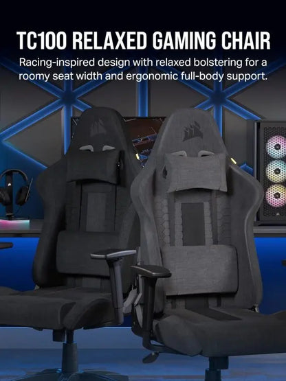 TC100 Relaxed Gaming Chair by TC, One Size, Gray & Black  Ergonomic Comfort for Gamers