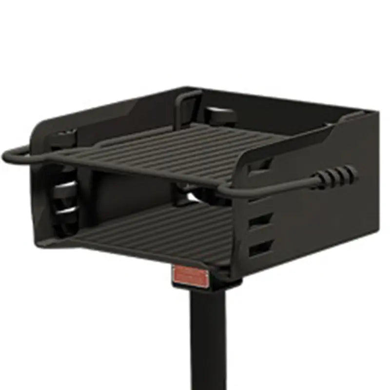 Pilot Rock Park-Style Steel Outdoor Charcoal BBQ Grill with Mounting Post  Black