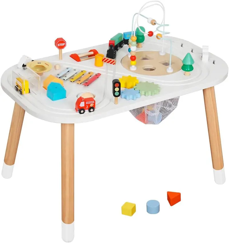 Touch Us Wooden Activity Table for Toddlers  Montessori Toy with Bead Mazes, Gears & Xylophone for Ages 1+