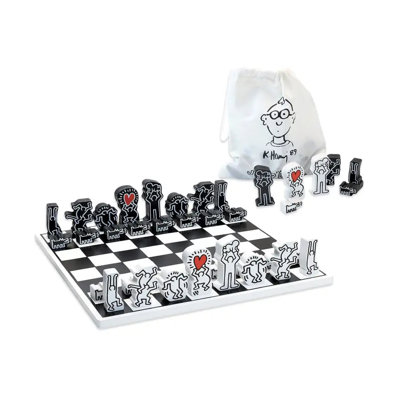 Keith Haring Illustrated Wooden Chess Set