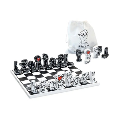 Keith Haring Illustrated Wooden Chess Set
