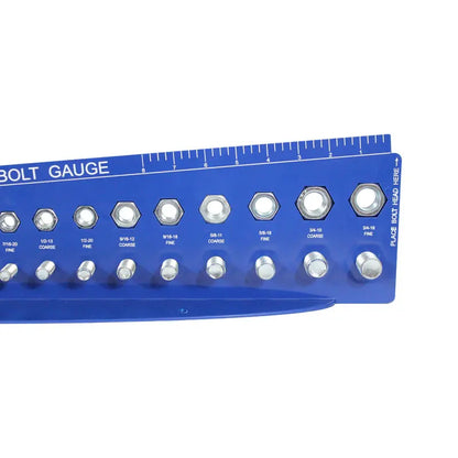 Monster Fastener SAE & Metric Bolt Gauge Tool, Durable Plastic, High Contrast, Red/Blue, 24″ Wide