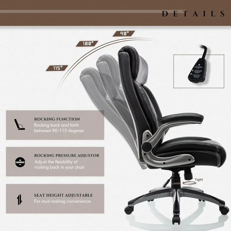 Executive Swivel Office Chair  Upgraded Casters, Adjustable Height & Premium Home/Office Use