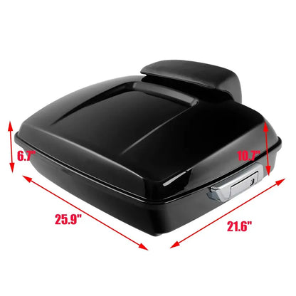 TCT-MOTORPARTS Chopped Tour Pack Trunk with Backrest and Mounting Rack for Motorcycles