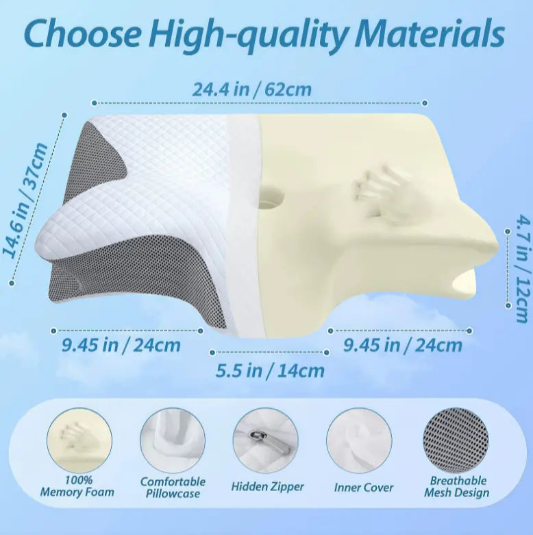 ApneaEase Ergonomic Memory Foam Pillow  Contoured Support for Snoring Reduction and Restorative Sleep