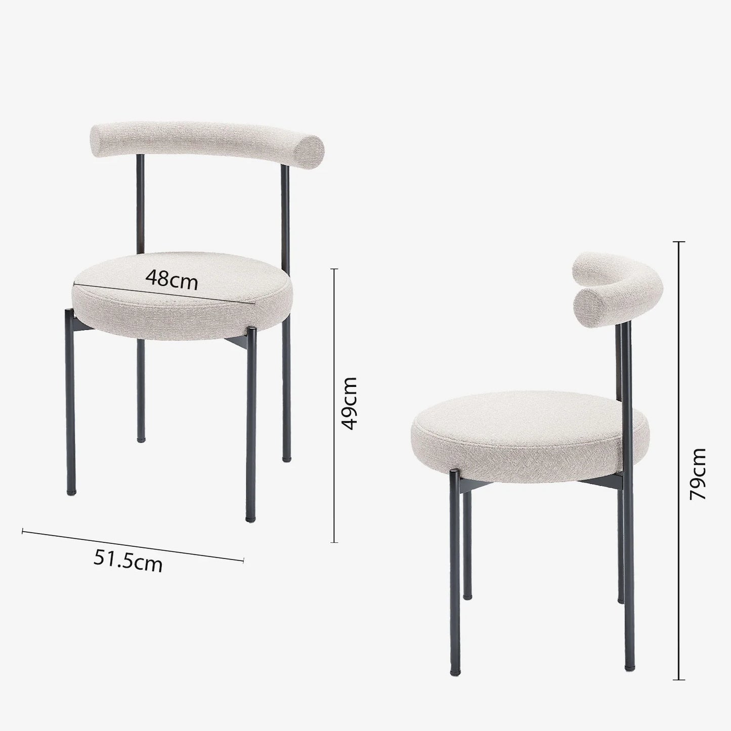 Lot de 2 chaises de salle   manger design moderne, velours cr me Julia