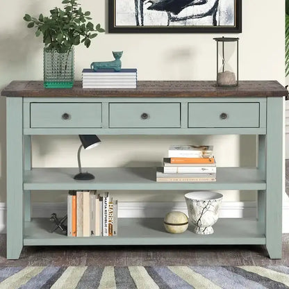 Wooden Console Table with Storage  3-Drawer + 2-Shelf Entryway or Living Room Organizer