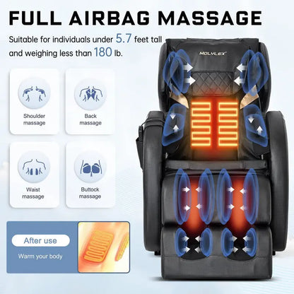 Molylex 2023 Small Massage Chair with Zero Gravity, Full Body Massage Chair with Heating, Airbags