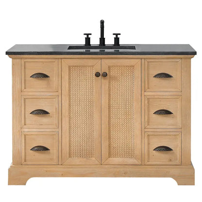 Hervas Bathroom Vanity  Natural Marble Top Console Cabinet (Mirror Not Included)