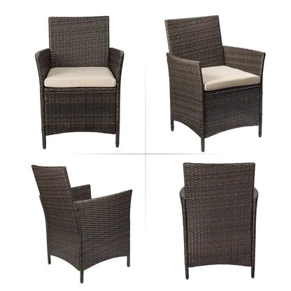 Devoko 3-Piece Patio Furniture Set  Durable PE Rattan Chairs & Table for Indoor/Outdoor Use