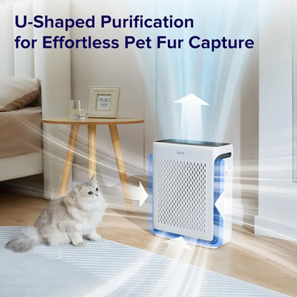 Large-Room Air Purifier  Real-Time Air Quality Monitor, Washable Pre-Filter, Pet-Safe Design