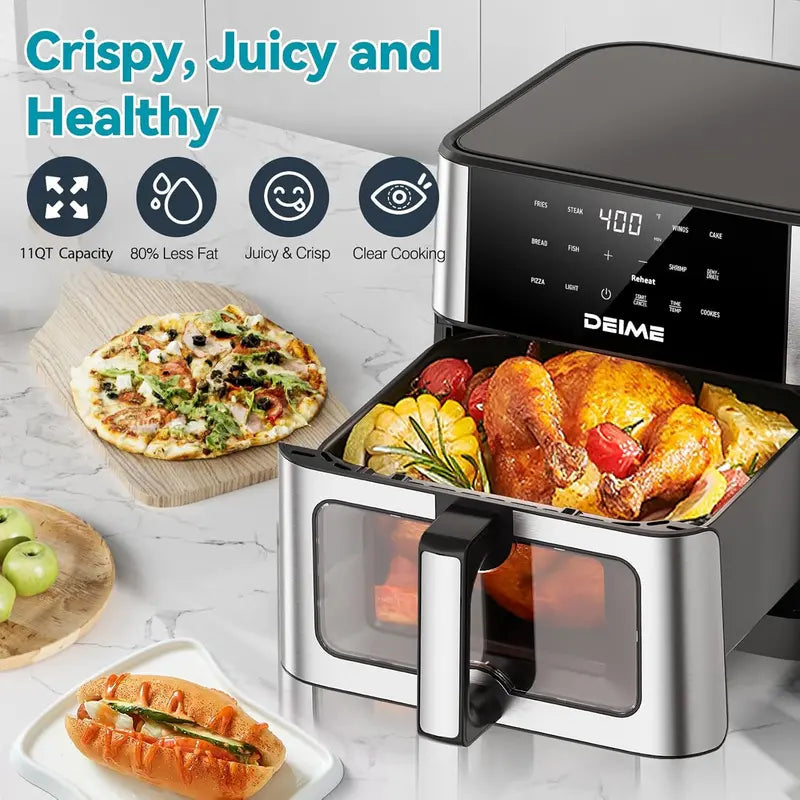 DEIME 10.2QT High-Capacity Oil-Free Air Fryer Oven  1700W Large Convection Cooking System