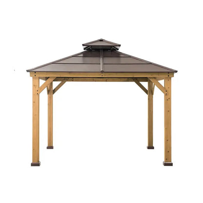 10 ft. x 10 ft. Cedar Gazebo with Steel 2-Tier Hip Roof — Hardtop Outdoor Structure