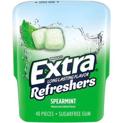 Extra Refreshers Spearmint Sugar Free Chewing Gum  40 Pieces Bottle