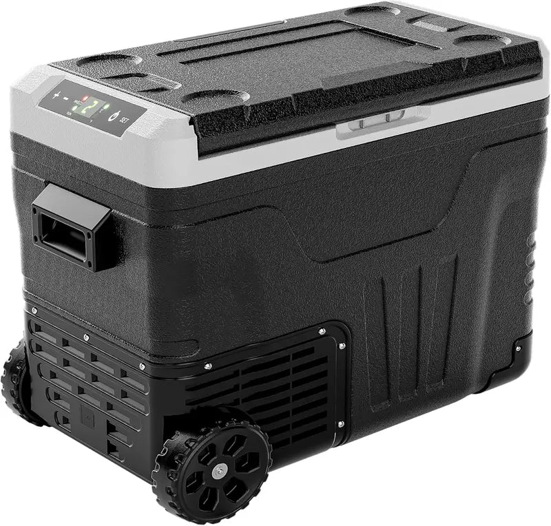 EUHOMY 35L Portable 12V Refrigerator-Freezer  Dual-Voltage DC/AC, -4°F to 68°F, Wheels & Baskets