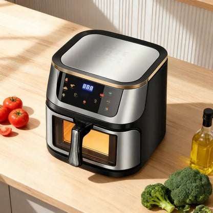 6L Stainless Steel Smart Air Fryer with Multifunction Cooking Modes