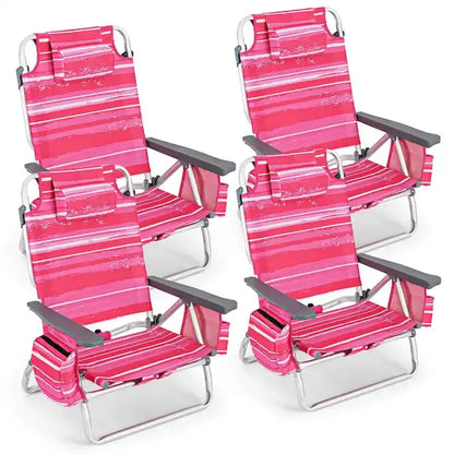 CraftPorch 4-Pack Folding Beach Chairs  Lightweight Outdoor Seating with 5-Position Recline and Compact Portability