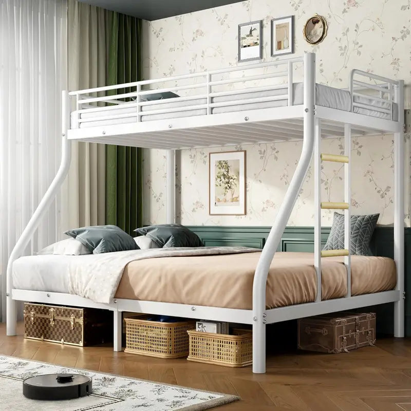 Cyranture Heavy-Duty Twin-over-Full Metal Bunk Bed  Reinforced Guardrails & Sturdy Frame