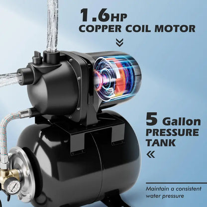 1.6 HP Shallow Well Water Pump System with Pressure Tank
