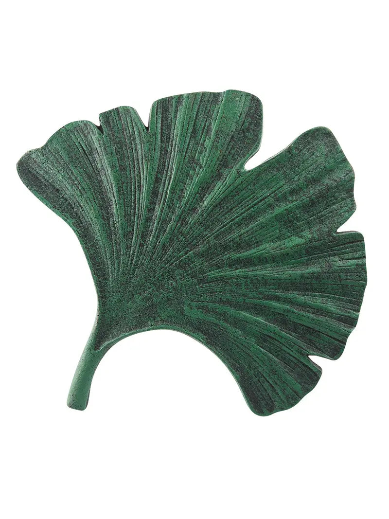 Art & Artifact Gingko Leaf Stepping Stone  Green Cast Iron Garden and Yard Decor