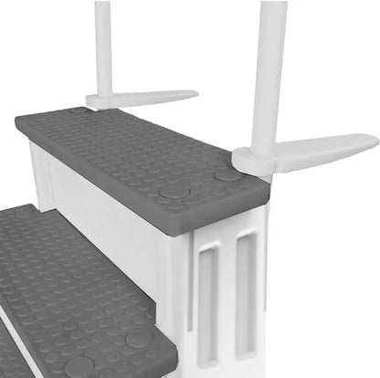 Non-Slip Above-Ground Pool Steps  Gray Aluminum Entry Ladder for Patios (122137 cm Height), 300 lb Capacity