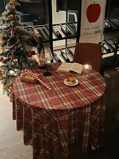 Red Plaid Holiday Tablecloth  Festive Christmas Dining Room Decoration