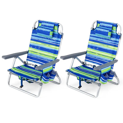 Lightweight Backpack-Friendly Reclining Beach Chairs (Set of 2 or 4)
