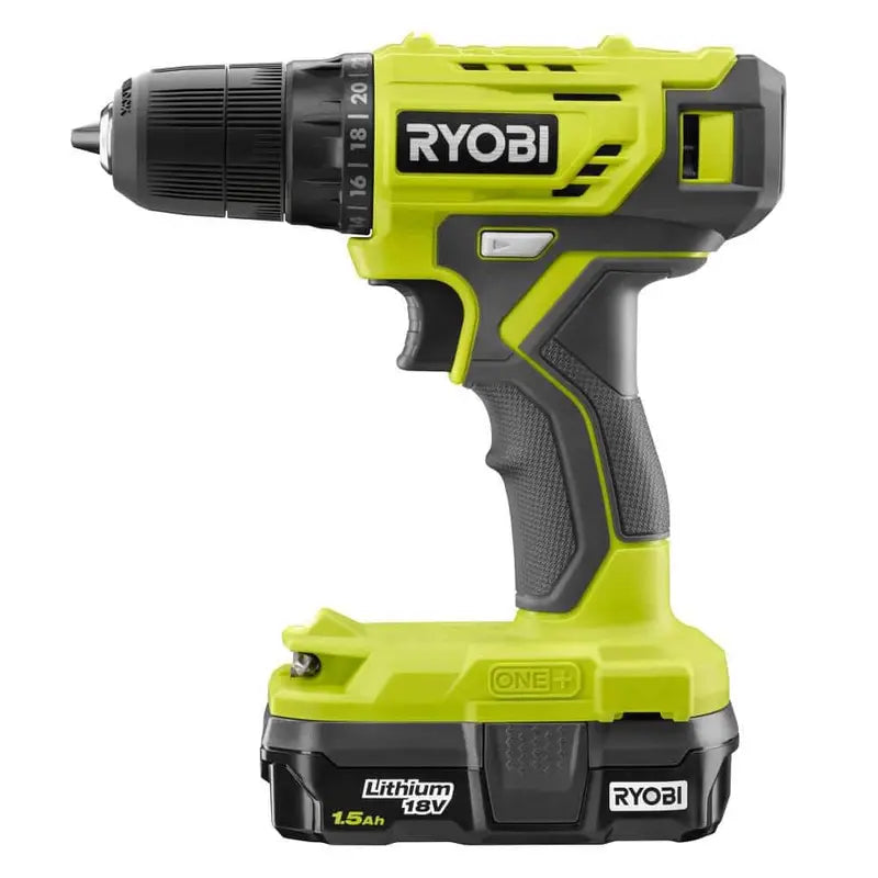 RYOBI ONE+ 18V Cordless 3/8 in. Drill/Driver Kit with 1.5 Ah Battery and Charger PDD209K