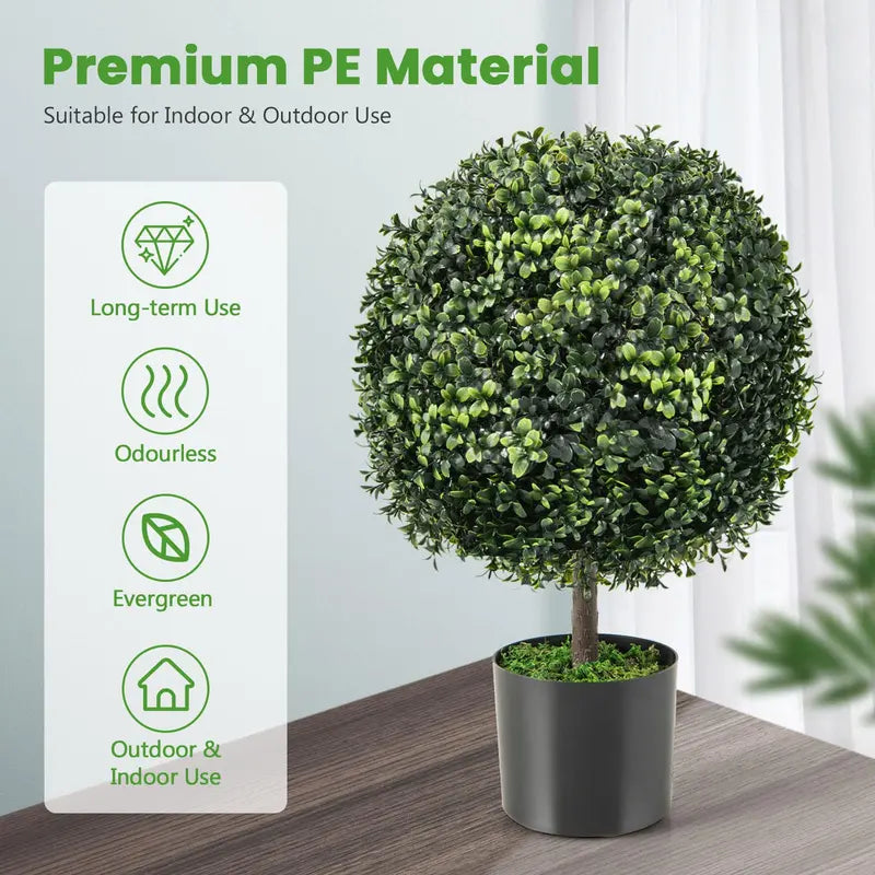 22-Inch Artificial Boxwood Topiary Ball  Lifelike Outdoor or Indoor Decor