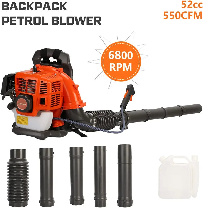ZTGD Gas-Powered Backpack Leaf Blower  Air-Cooled, High-Performance Grass and Debris Remover