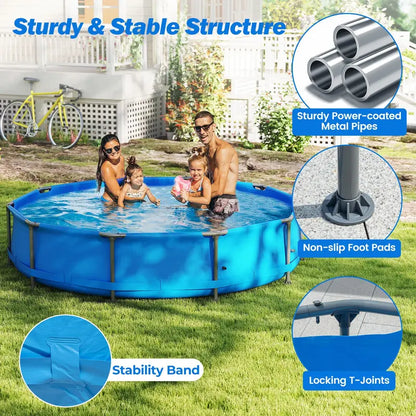 Above-Ground Metal-Frame Swimming Pool for Outdoor Use