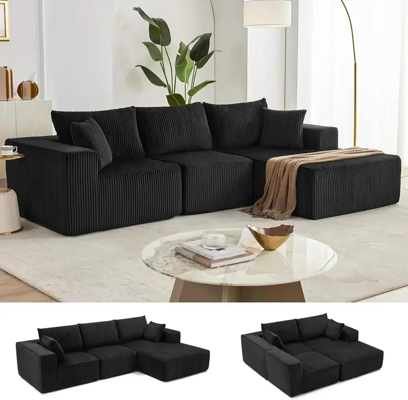 108-Inch Modern Cloud Sectional Sofa  Deep-Seated L-Shaped Design with Plush Upholstery