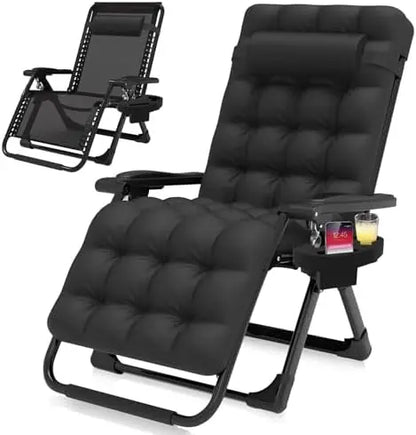 Suteck Zero Gravity Relaxing Chair  Black | Upgraded Lock | Removable Cushion | Cup Holder | Reclining | Folding
