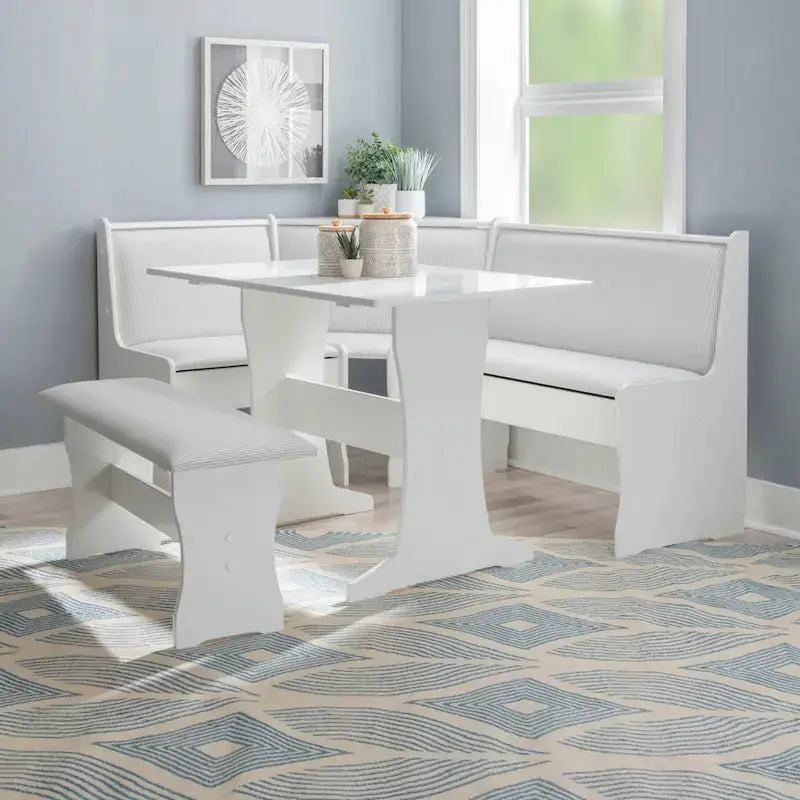 Sedley Farmhouse-Style Nook Dining Set  Compact Dining Ensemble with Integrated Storage Solutions