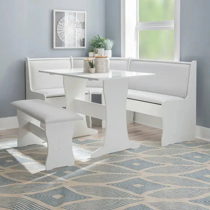 Sedley Farmhouse-Style Nook Dining Set  Compact Dining Ensemble with Integrated Storage Solutions