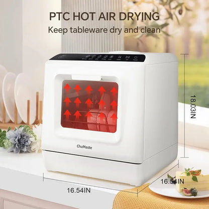 Compact Countertop Dishwasher  Portable Mini Unit with Drying, Dual Spray Arms
