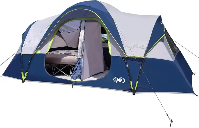 10-Person Family Camping Tent  Easy-Setup, Double-Layer Weatherproof Shelter with 2 Rooms & 5 Mesh Windows (18′ x 9′ x 6.5′)