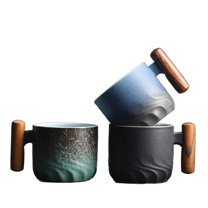 Zonema Ceramic Coffee Set  Minimalist Mug, Matching Saucer & Spoon