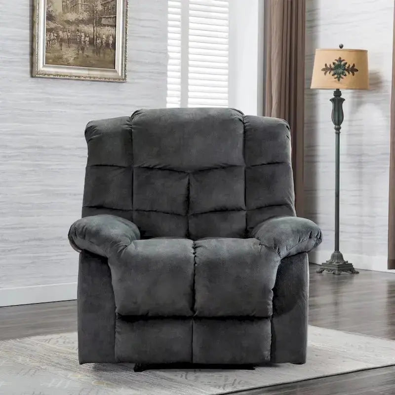 Ergonomic Manual Recliner Chair  Plush Overstuffed Design for Home Comfort