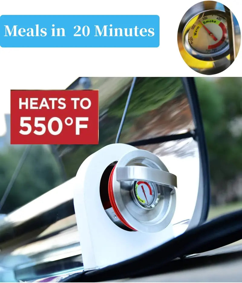 Portable Solar Oven 4.5L by MR-SKL  Stainless Steel, Solar Powered Cooker with Thermometer for Camping, Hiking, Outdoor Cooking
